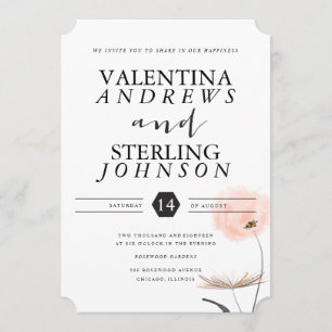 Modern Typography Dandelion Wedding Invitation
