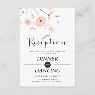 Modern Typography Dandelion Wedding Reception Card