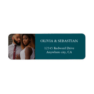 Modern Typography Deep Teal Photo Return Address