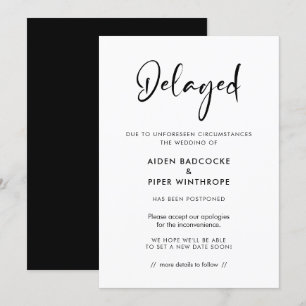 Modern typography delayed wedding announcement