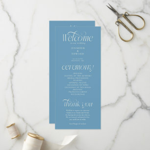 Modern Typography Denim Blue Wedding Program Programme