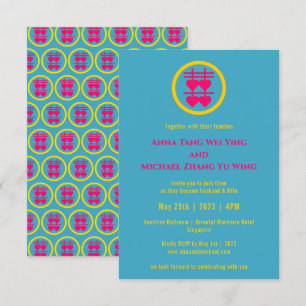 Modern Typography Double Happiness Chinese Wedding Invitation