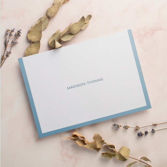 Modern Typography Dusty Blue Border Stationery Card (Creator Uploaded)