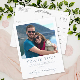 Modern Typography Dusty Blue Minimalistic Photo Postcard