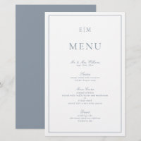 Modern Typography Dusty Blue Monogram Wedding Menu