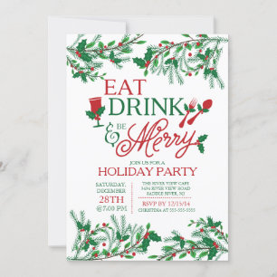 Modern Typography Eat Drink & Be Merry Party Invitation