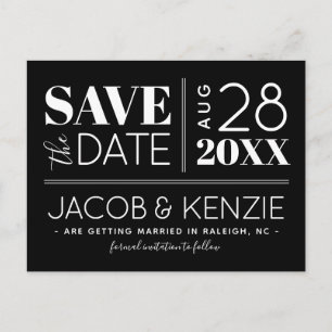 Modern Typography   Editable Colours Save the Date Announcement Postcard