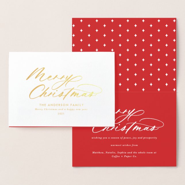 Modern typography elegant script Christmas Foil Ca Card (Display)