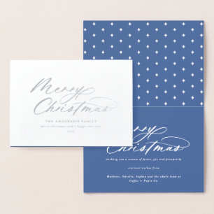 Modern typography elegant script Christmas Foil Ca Card