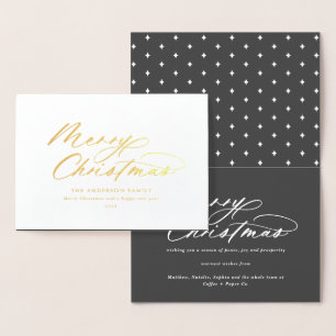 Modern typography elegant script Christmas Foil Card