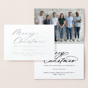 Modern typography elegant script corporate 1 photo foil card
