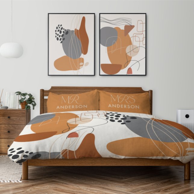 Modern typography elegant script mr mrs customise pillowcase (Creator Uploaded)