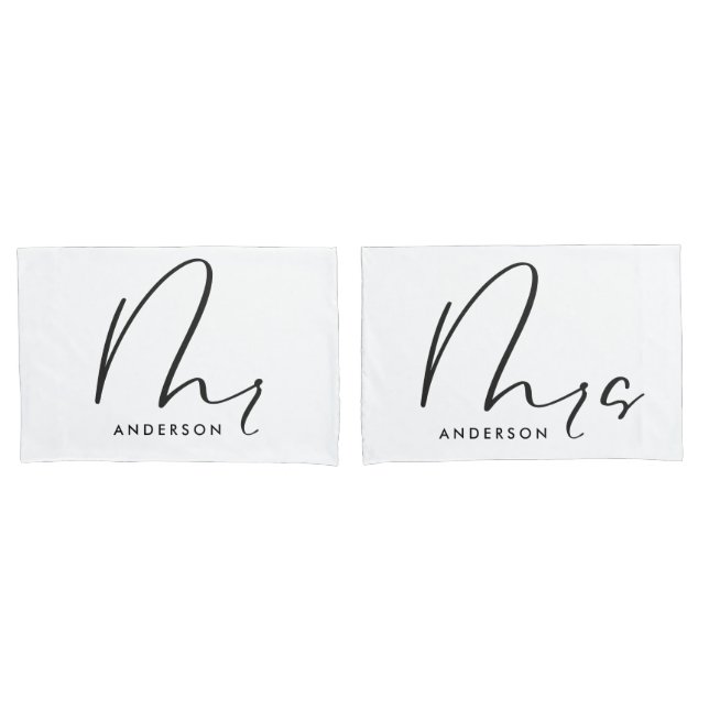 Modern typography elegant script mr mrs gift pillowcase (Front-Set)