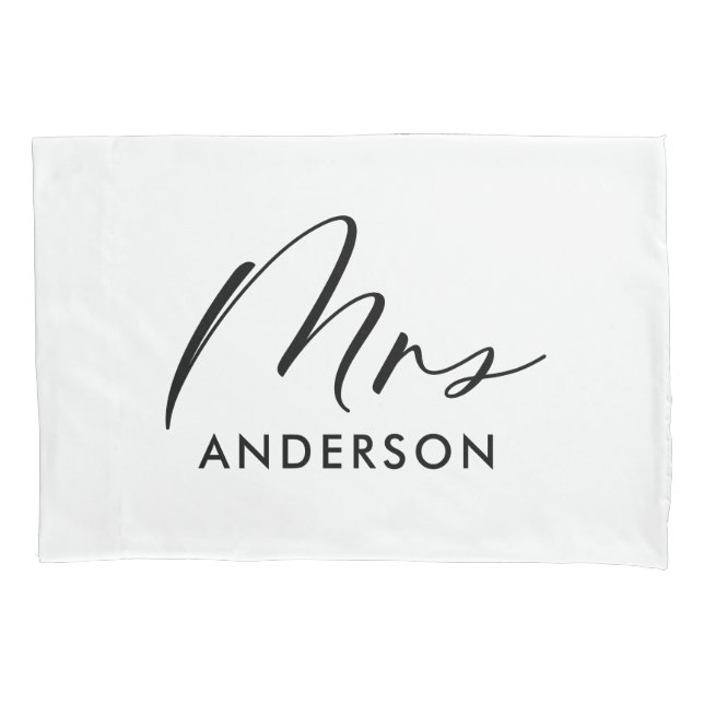 Modern typography elegant script mrs gift pillowcase (Front)