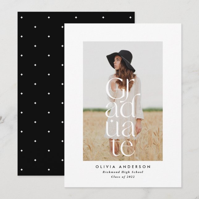 Modern typography elegant stylish bold photo announcement (Front/Back)