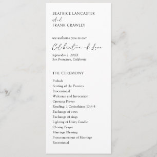 Modern Typography Elegant Wedding Programme