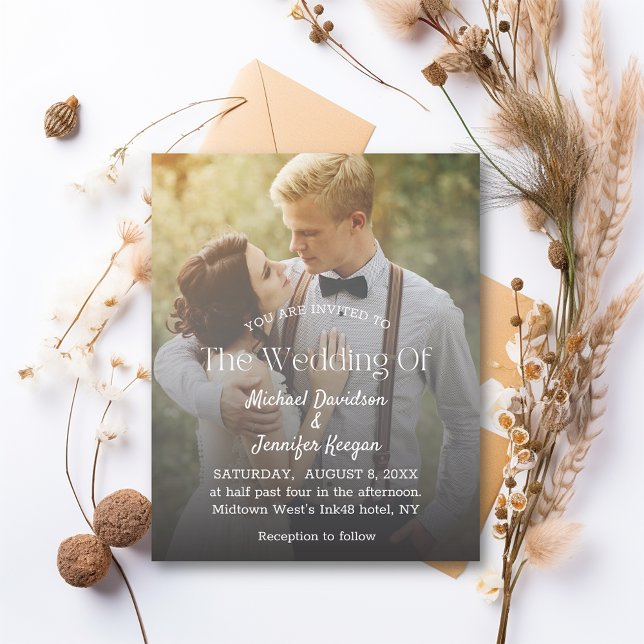 modern typography faded photo wedding invitation (Creator Uploaded)