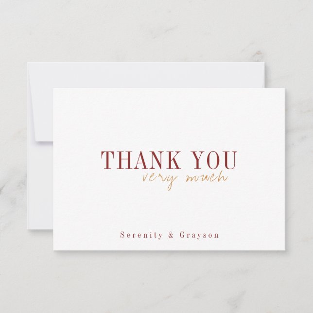 Modern typography fall wedding thank you card (Front)