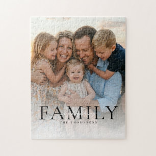 Modern Typography Family Name Keepsake Photo Gift Jigsaw Puzzle