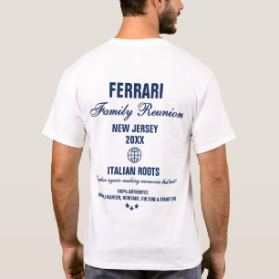 Modern Typography Family Reunion White Navy Blue T-Shirt
