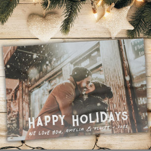 Modern Typography Full Photo Christmas Holiday Tea Towel