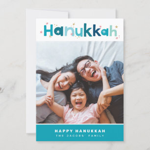 MODERN TYPOGRAPHY fun colourful photo portrait gol Holiday Card