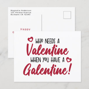 Modern Typography Galentine's Day  Postcard