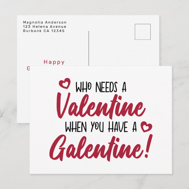 Modern Typography Galentine's Day  Postcard (Front/Back)