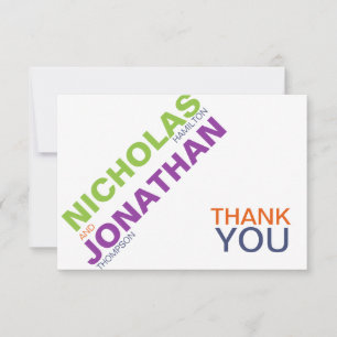 Modern Typography Gay Wedding Thank You Card