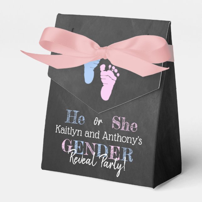 Modern Typography Gender Reveal Party! Baby Shower Favour Box (Front Side)