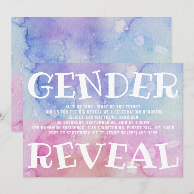 Modern Typography Gender Reveal Party! Baby Shower Invitation (Front/Back)