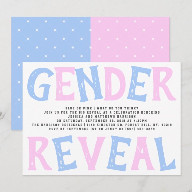 Modern Typography Gender Reveal Party! Baby Shower Invitation (Front/Back)