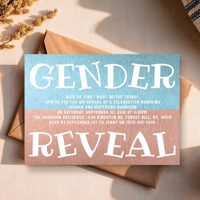 Modern Typography Gender Reveal Party! Baby Shower Invitation (Creator Uploaded)
