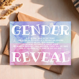 Modern Typography Gender Reveal Party! Baby Shower Invitation