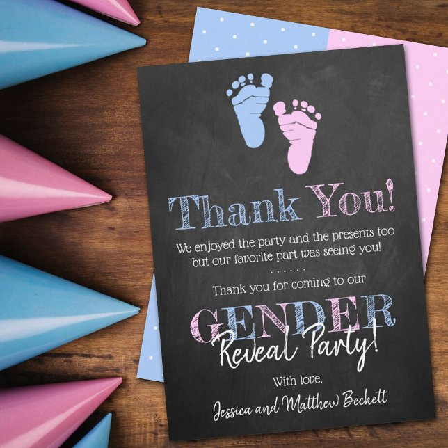 Modern Typography Gender Reveal Party! Baby Shower Thank You Card (Creator Uploaded)