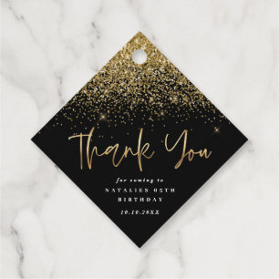 Modern typography gold 65th birthday thank  favour tags