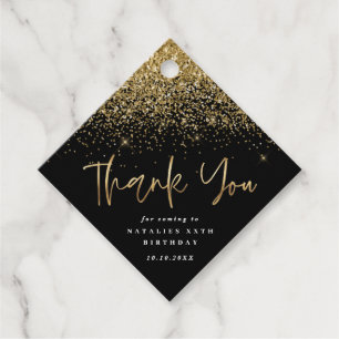 Modern typography gold birthday thank you favour  tags