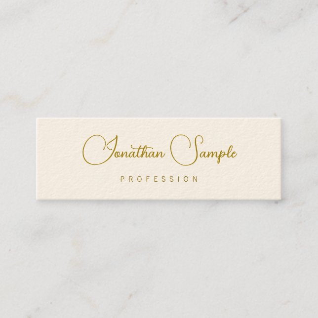 Modern Typography Gold Look Text Template Chic Mini Business Card (Front)