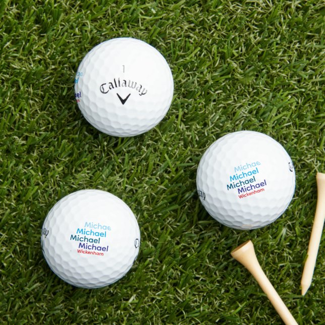 Modern Typography Golfers Name Golf Balls (Insitu Grass)