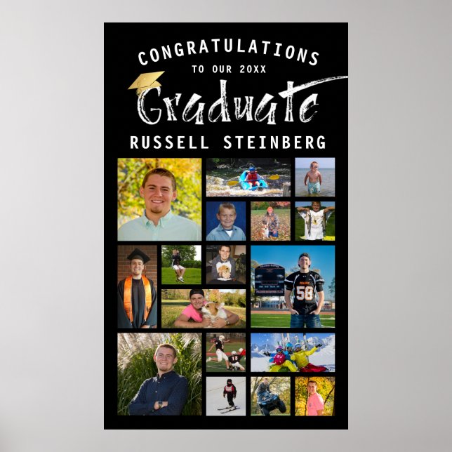 Modern Typography Graduate 17 Photo Collage Poster (Front)