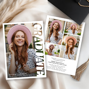 Modern Typography Graduate 4 Photo Collage Invitation