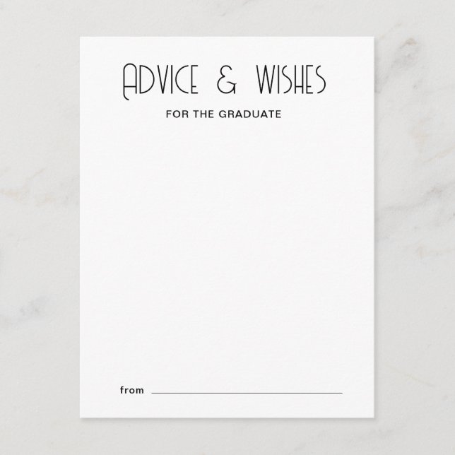 Modern Typography Graduate Advice Card (Front)