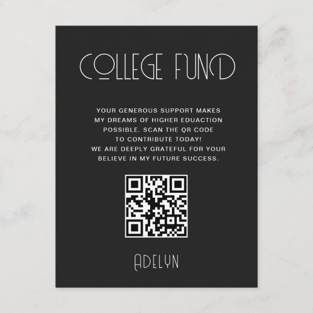 Modern Typography Graduate College Fund Card (Front)