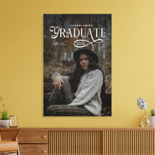 Modern Typography Graduate Photo Graduation Canvas Print