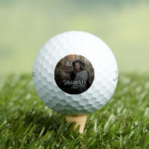 Modern Typography Graduate Photo Graduation  Golf Balls