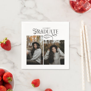 Modern Typography Graduate Photo Graduation Napkin