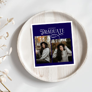 Modern Typography Graduate Photo Graduation Napkin