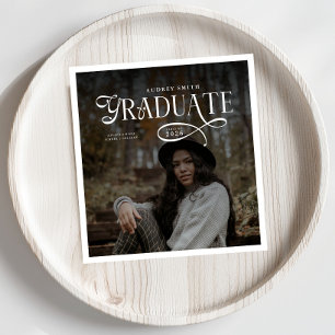 Modern Typography Graduate Photo Graduation Napkin
