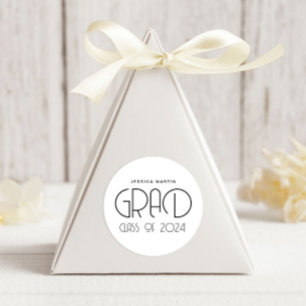 Modern Typography Graduation  Classic Round Sticker