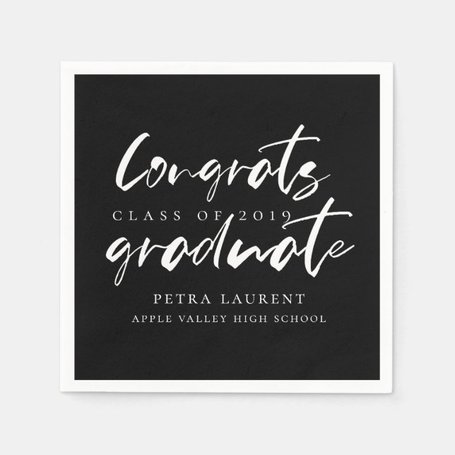 Modern Typography Graduation Party Napkin (Front)